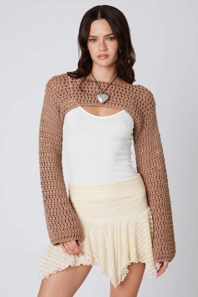 Crochet Shrug Bell Sleeve Sweater