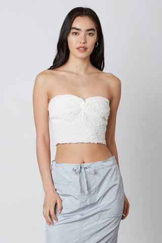 Candice White Twist Tube Top - Front View