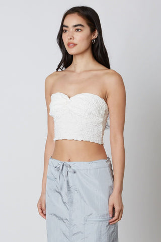 Candice White Twist Tube Top - Side View