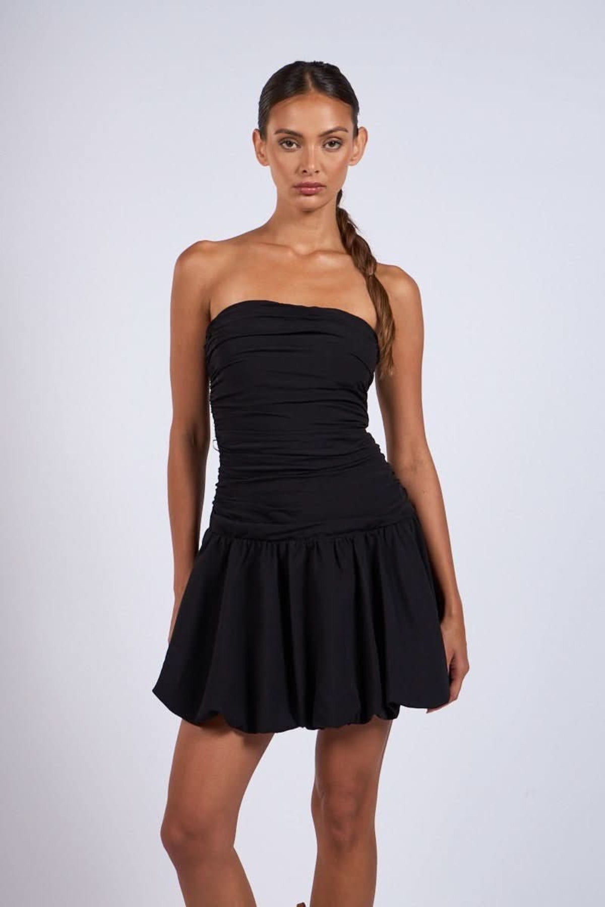 Marcuss Black Bubble Hem Tube Mini Dress - Size L - Sky To Moon - Strapless - Short - Party - Date Night - Homecoming - Sorority