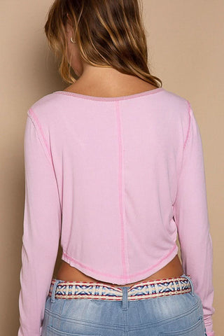 Real Love Pink Long Sleeve Crop Top from our cute pink tops collection
