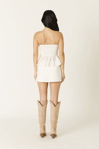 White summer peplum top back view 