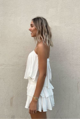 Monaco White Strapless Romper - Side View