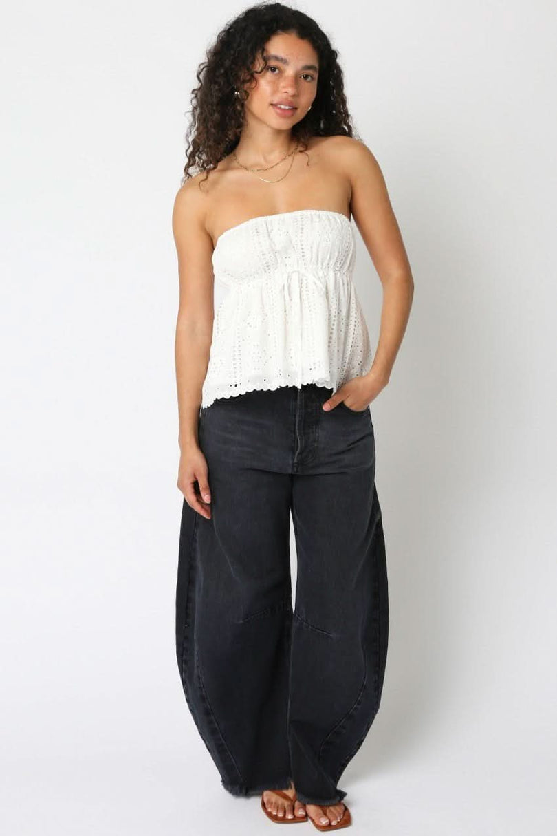 Cute White flowy strapless top