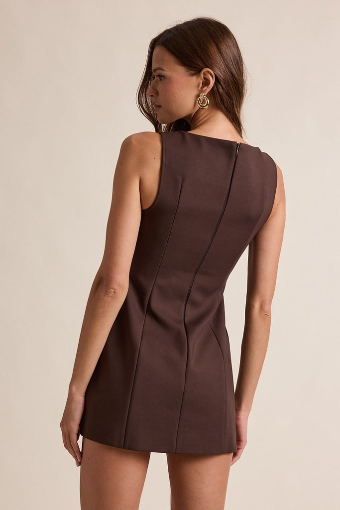 Brown Structured Mini Dress