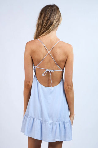 Demetra Blue Babydoll Cami Mini Dress - Back View