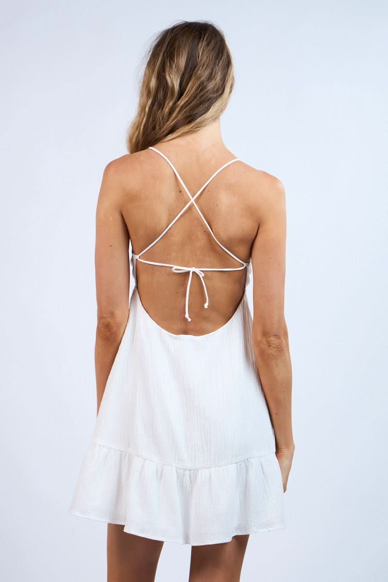 White Babydoll Cami Dress - Backless Dress | Boho Pink White Babydoll Cami Dress - Backless Dress | Boho Pink