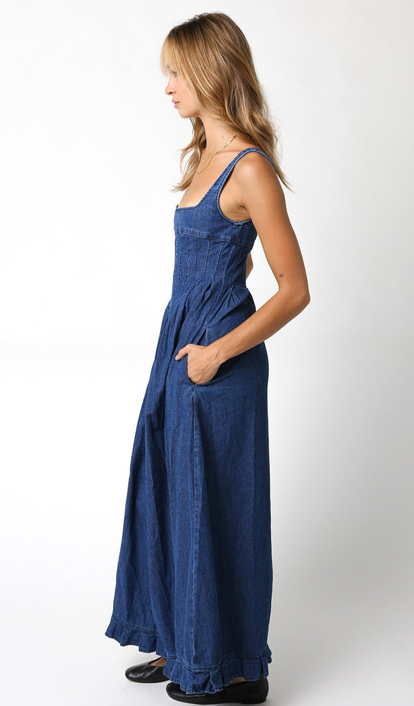 Denim Corset Maxi Dress