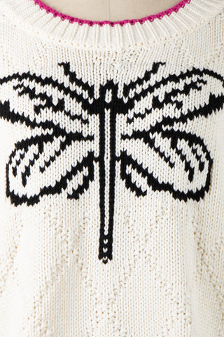 Dragonfly Oversized Knit Sweater - Trendy Detailed View