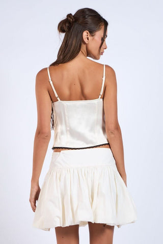 Emery White Satin Lace Cami Top - Back View