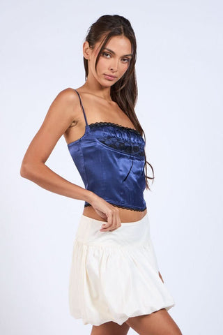 Navy Satin Lace Cami Top when looking for Hot Tops For Women