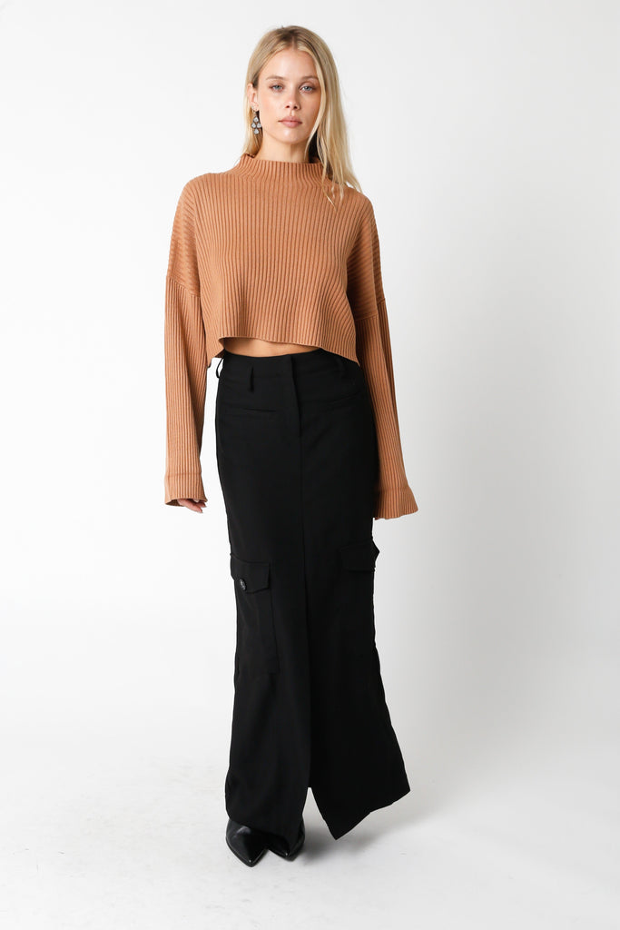 Brown Cropped Sweater Relaxed