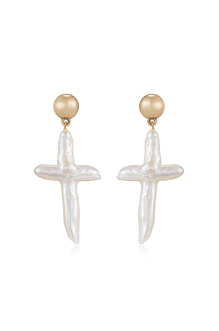 Pearl Cross Earrings