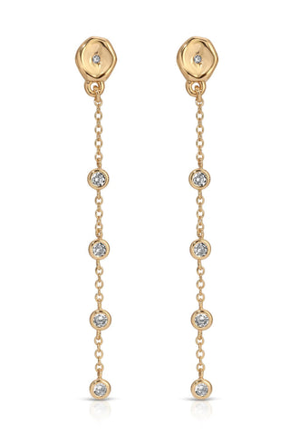 Ettika dainty dream gold and crystal drop earrings front view