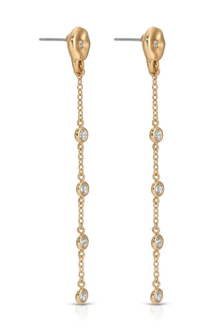 Ettika dainty dream gold dangle earrings angled view