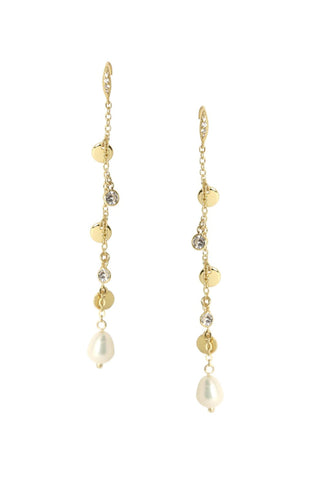 Ettika Delicate Dangle Pearl Earrings front view