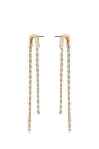 Ettika double drop crystal earrings angled view