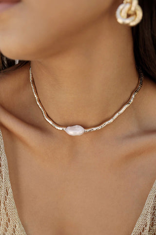 Ettika Liquid Gold and Pearl Choker - Front View
