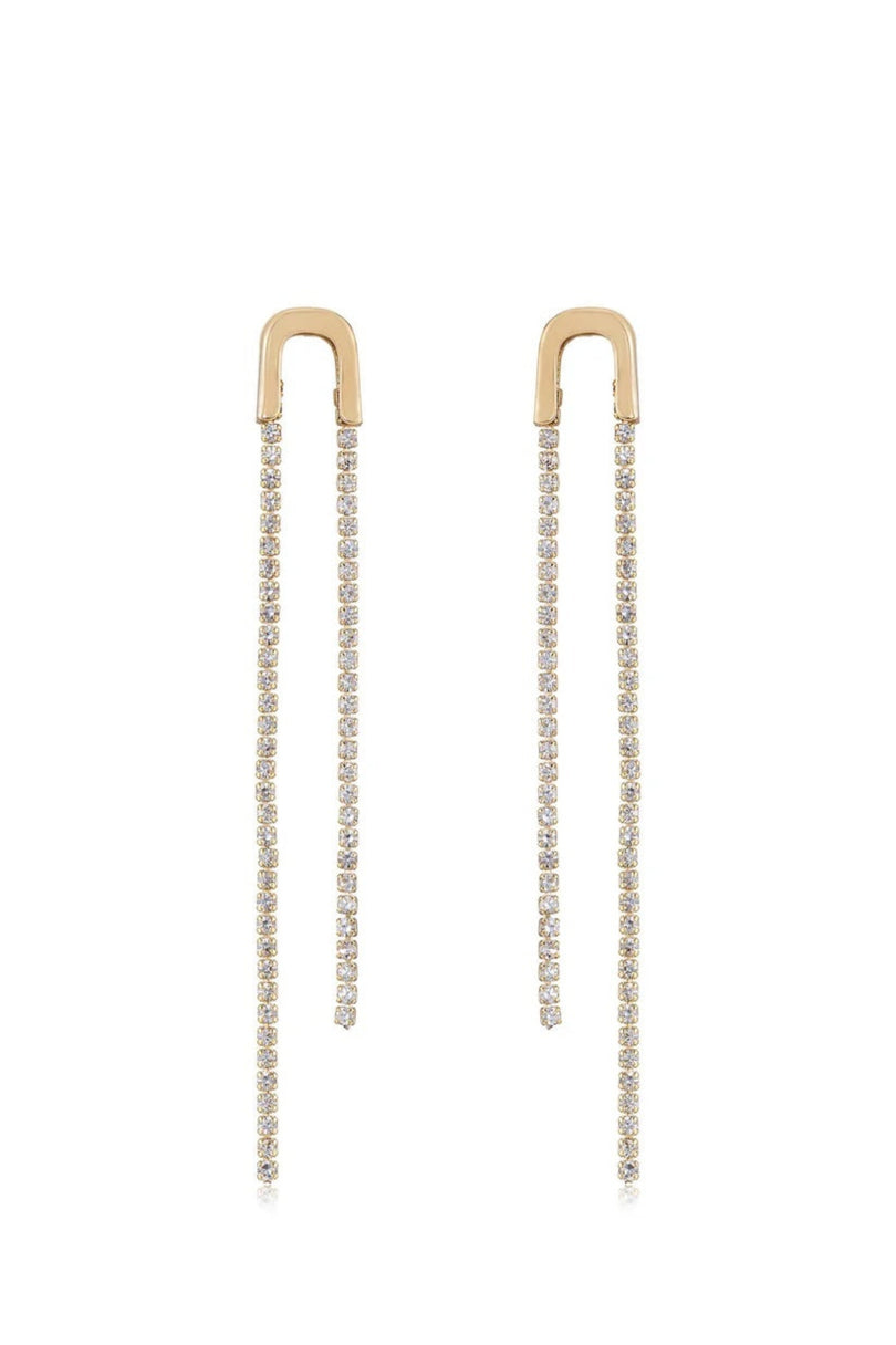 Ettika double crystal chain earrings front product shot