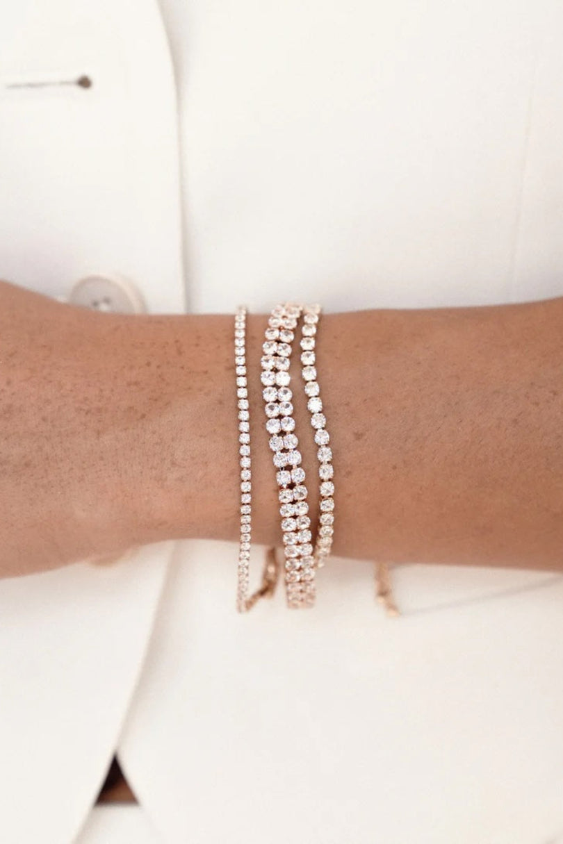 Ettika dainty crystal tennis bracelet layered stack