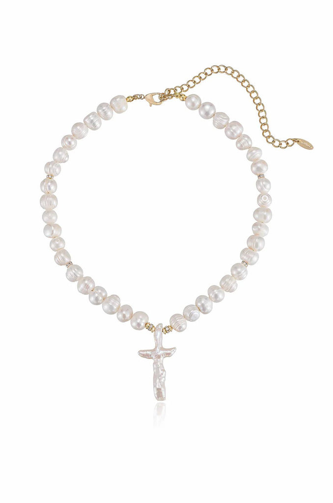 Pearl Cross Necklace 