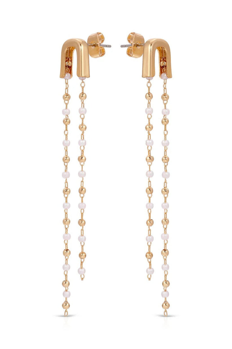 Ettika pearl linear drop earrings back view