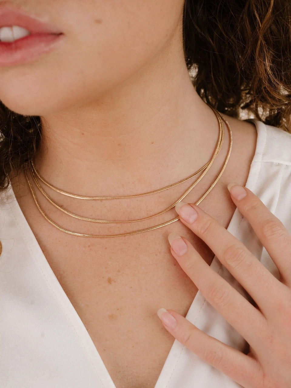 Triple snake chain necklace