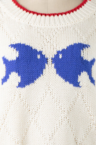 Fisherman Cream Oversized Knit Sweater witht trendy detail 