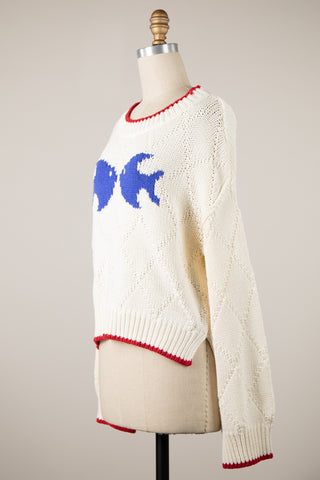 Fisherman Cream Oversized Knit Sweater for Women 
