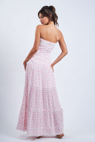 Amalfi White and Pink Ditsy Floral Maxi Dress - Floral Maxi Dress for Womern