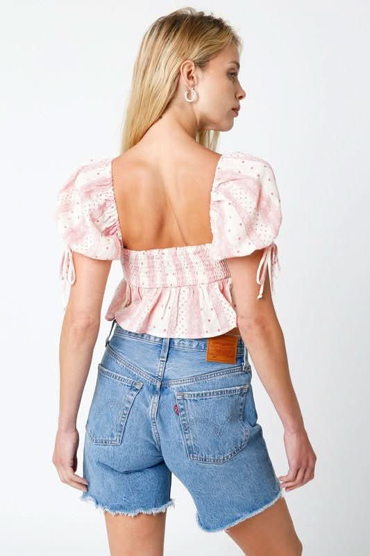 Floral Puff Sleeve Crop Top