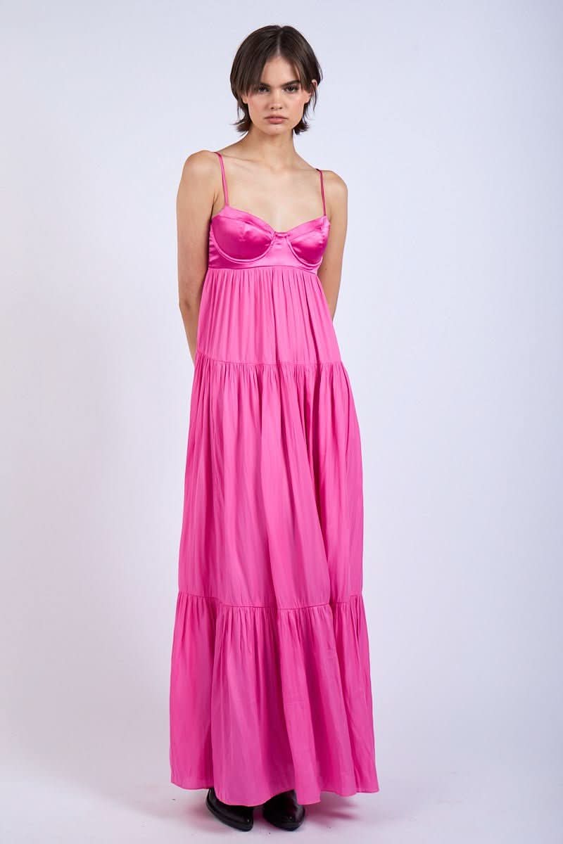 Pink Satin Maxi Dress Formal | Pink Dress