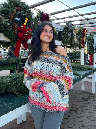 Andie Multi Color Striped Oversized Sweater - Detailed view