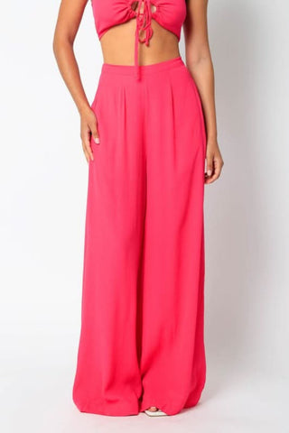 Fuchsia wide leg pants set front view
