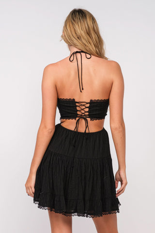 Garden Muse Black Cutout Mini Dress - Back View