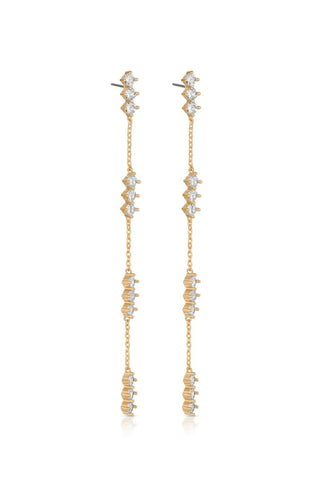 Ettika Gold Sparkly Linear Drop Earrings
