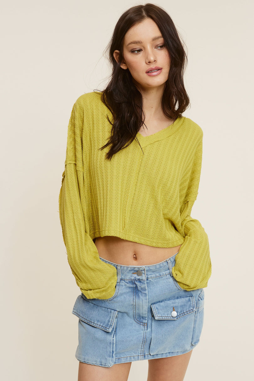 Green Oversized Crop Top