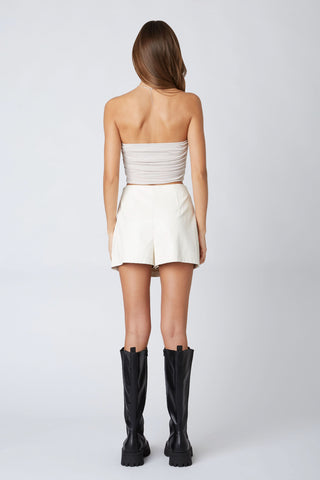 Grey ruched tube top back view