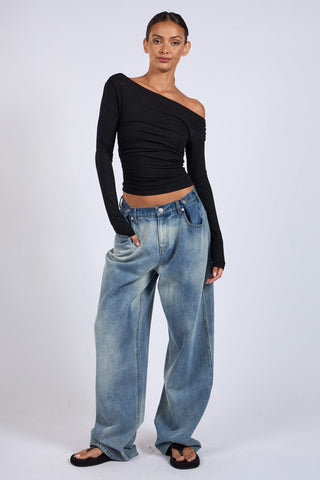 Hard to Get Black Off-the-Shoulder Top - Outfit View