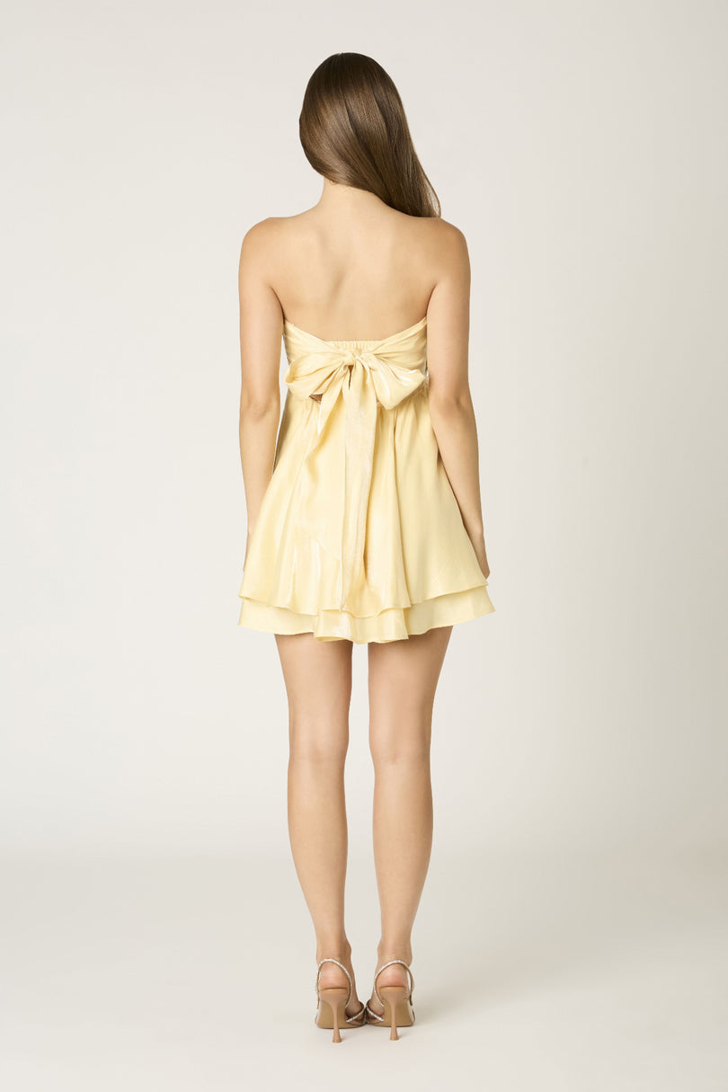 Hayden yellow flowy hoco dress