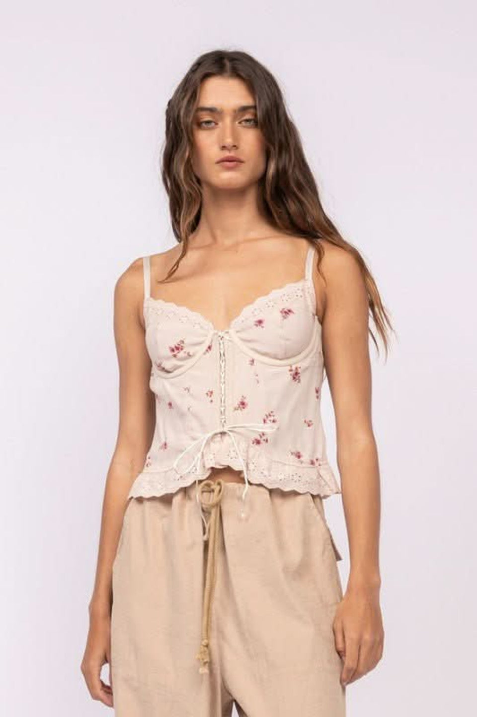 Hard to Ignore Serenity Floral Corset Top - Front View