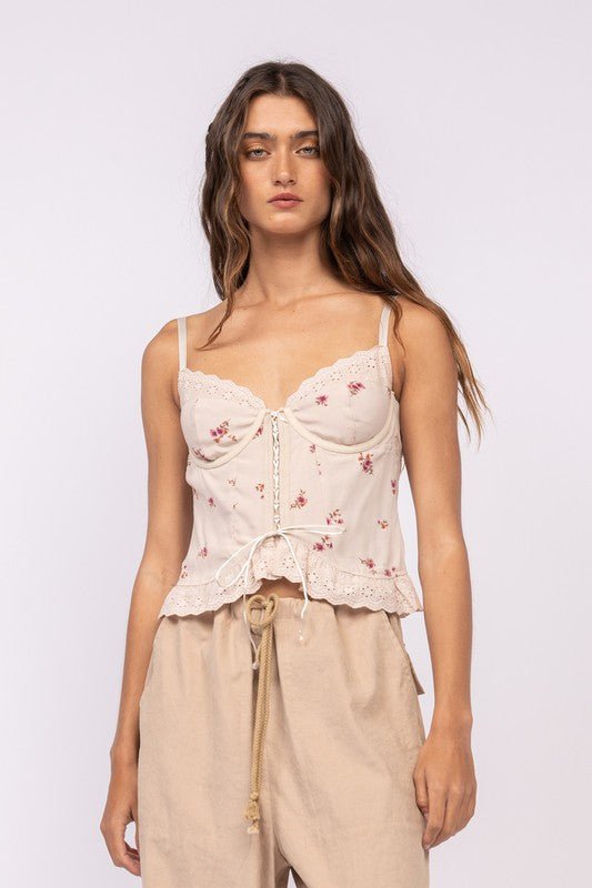 Mauve Floral Corset Crop Top