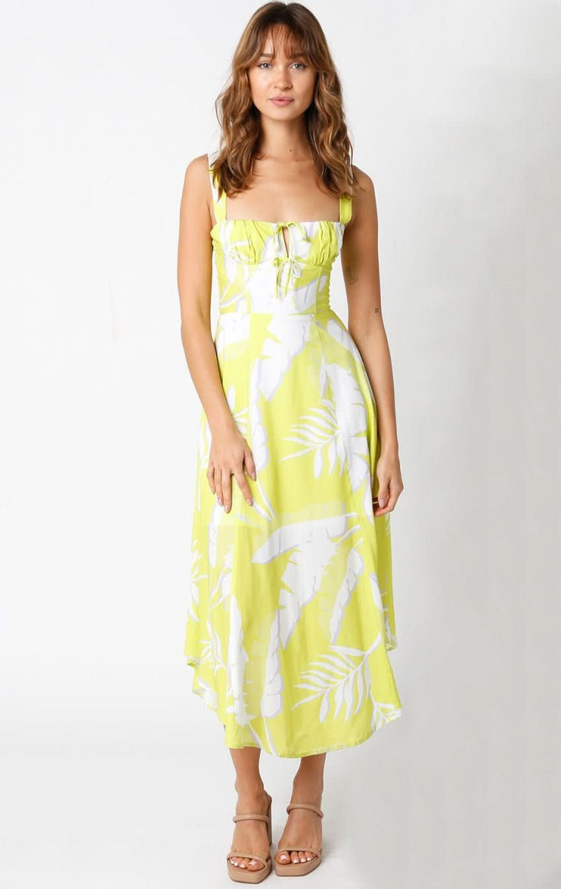 Ios Lime Floral Corset Midi Dress from our cute lime yellow dresses.