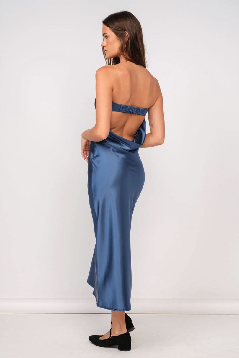 Navy Cowl Back Maxi Dress