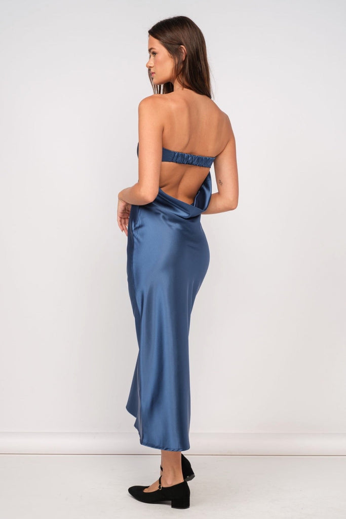 Navy Cowl Back Maxi Dress