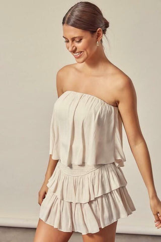 Monaco Ivory Strapless Romper side view 