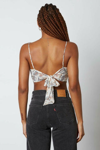ivory paisley scarf crop top tie back detail
