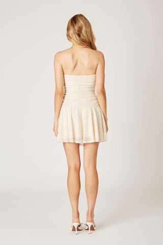 Jackie Cream Sequin Strapless Mini Dress - Back View