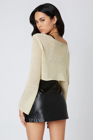 Jennifer Gold Sheer Knit Crop Top back