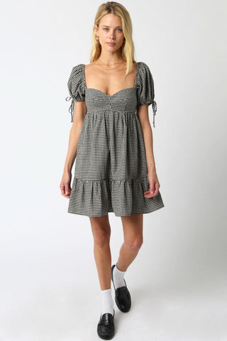Jessie Black Gingham Babydoll Mini Dress - Preppy Outfit